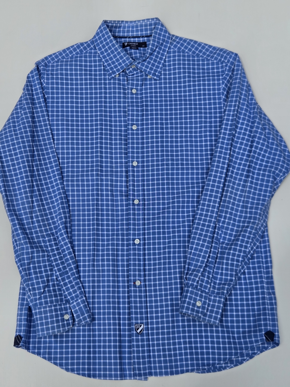 Cremieux Classics Long Sleeve Checkered Blue/White Button Up Shirt Size-Large